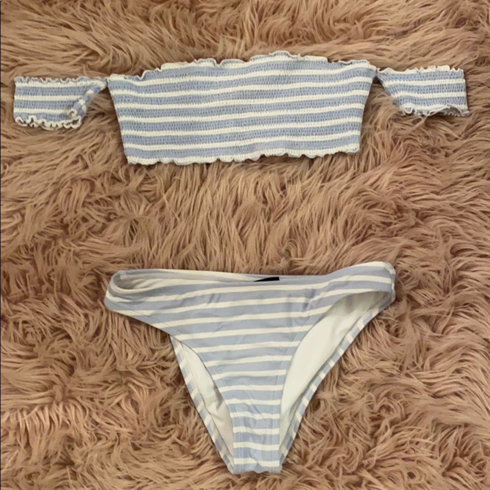 pacsun blue and white stripe bikini